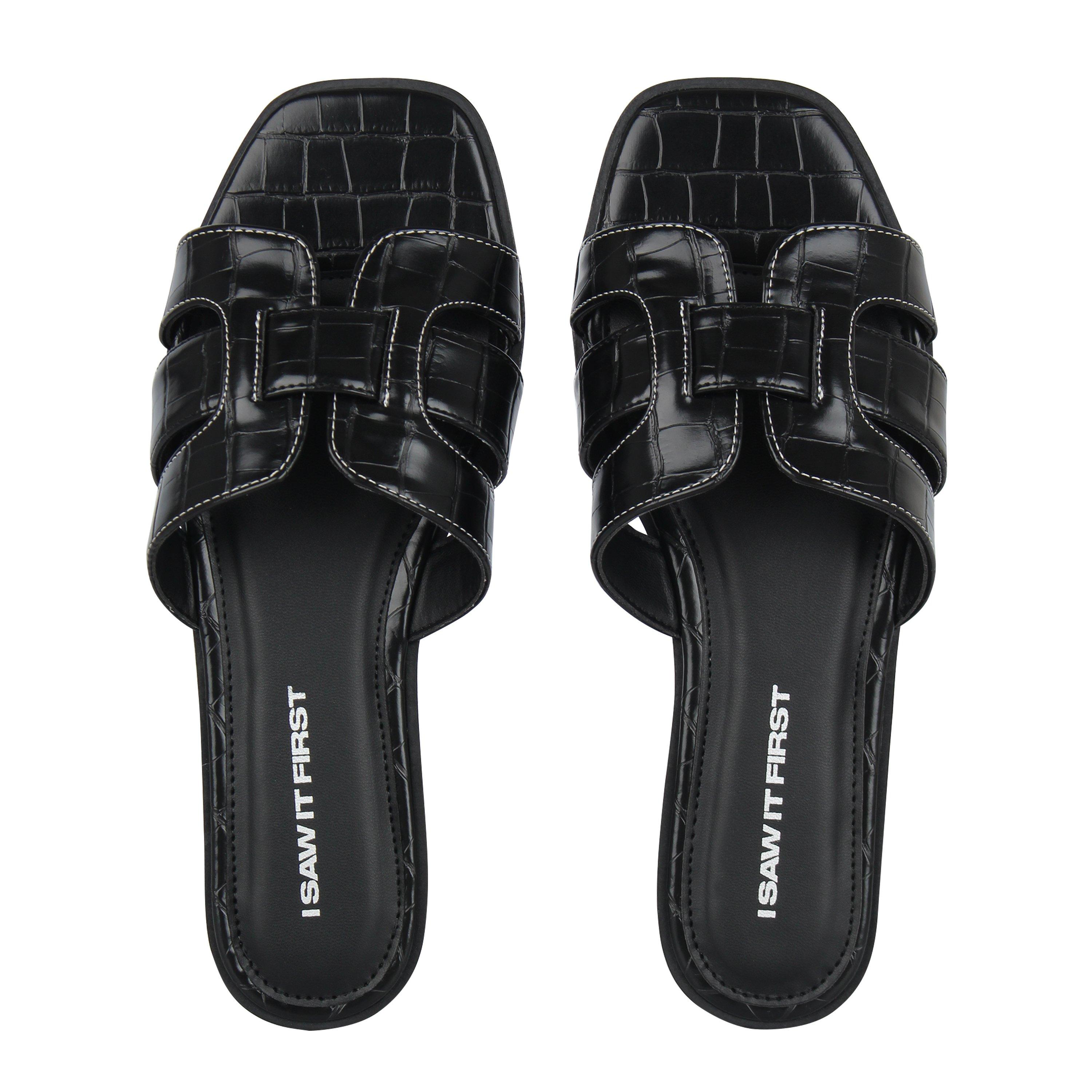 I Saw It First ISAWITFIRST Faux Leather Caged Sandals