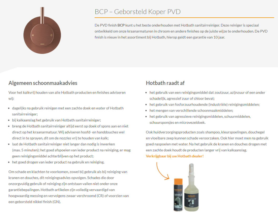 Hotbath Cobber Uitloop 30cm Geborsteld Koper PVD CB095