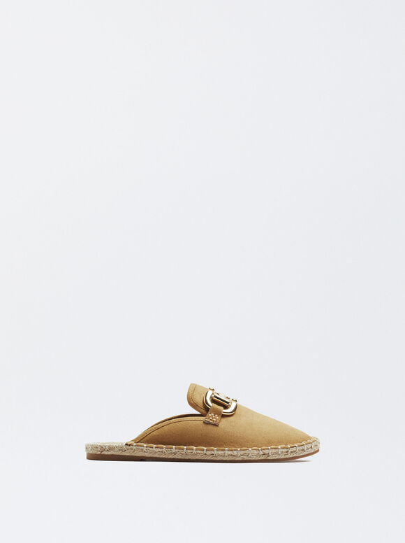 Mules com fivela de juta - Bege