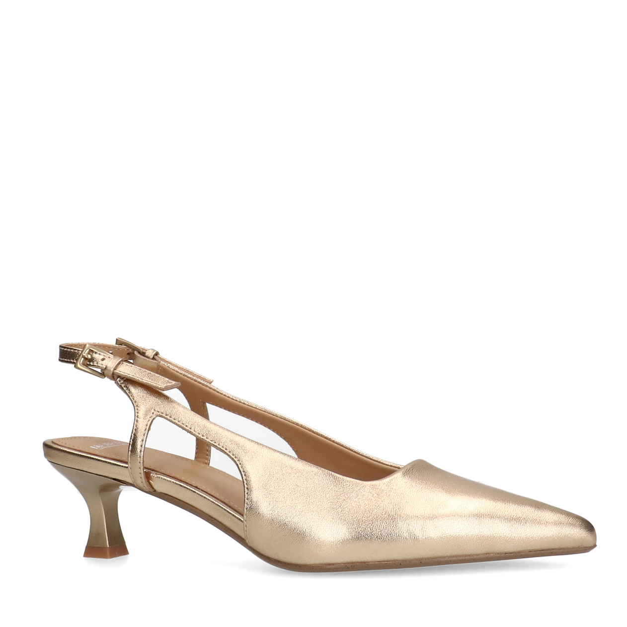 Gouden leren slingback pumps