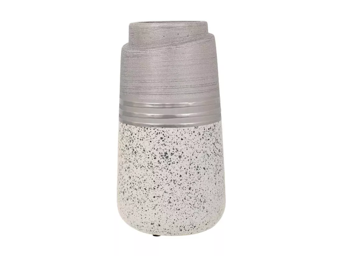 Vase en céramique argentée 13x13x24,5h