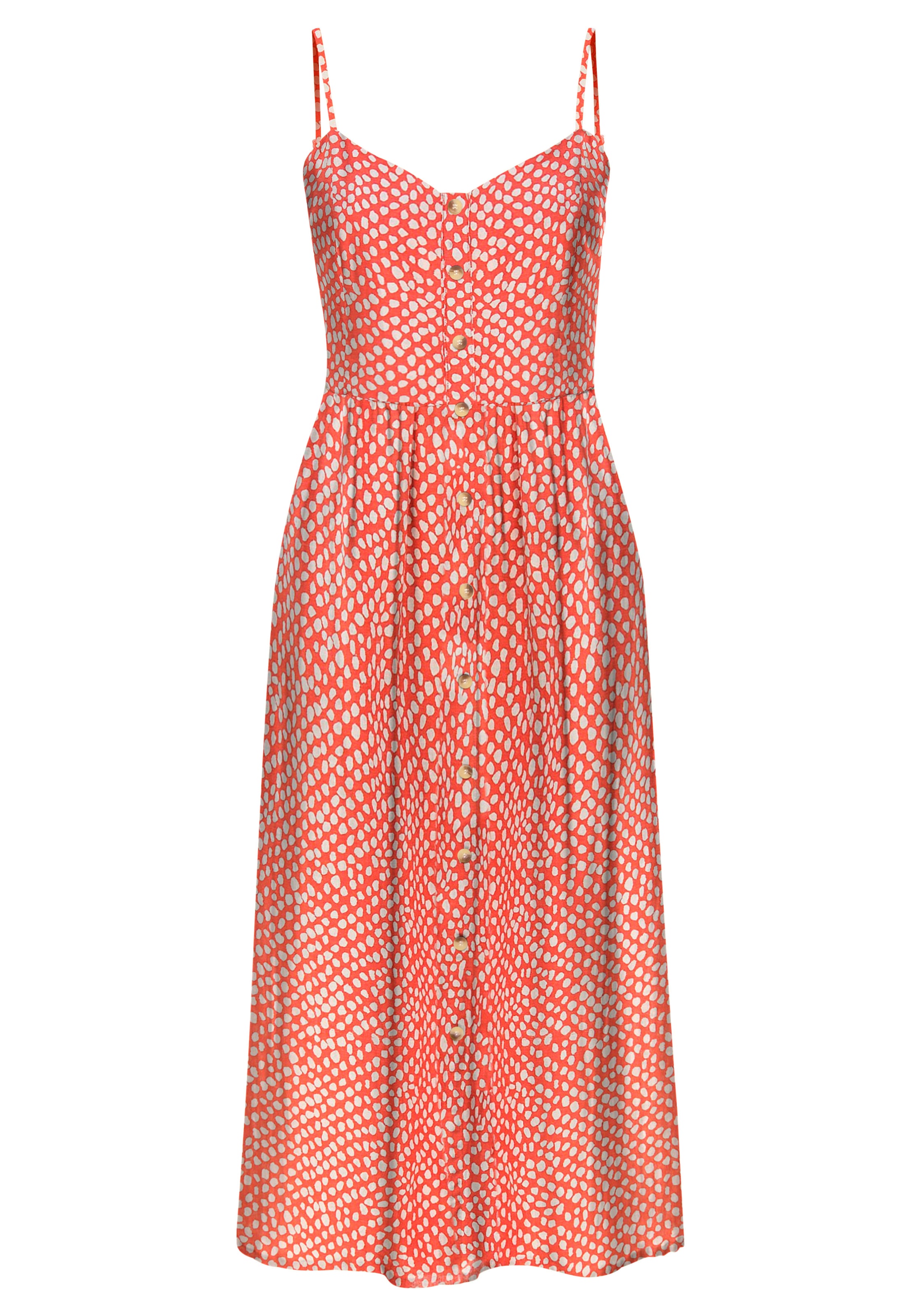 LASCANA Sommerkleid aus Leinenmix, Midikleid, Strandkleid, Druckkleid