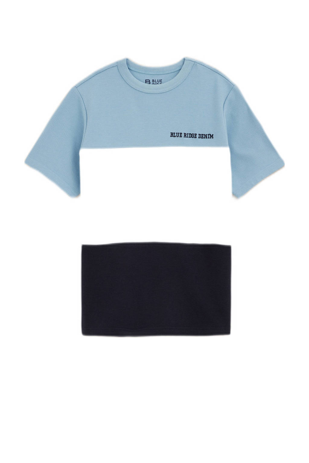 WE Fashion gestreept T-shirt blauw/wit