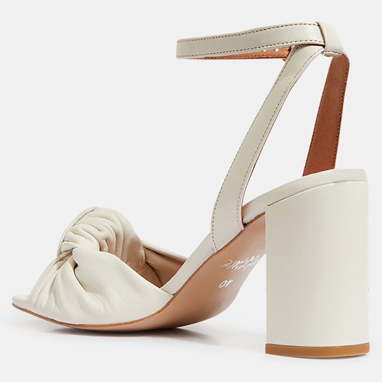 Galeries Lafayette Sandales à talon en Cuir blanches - Talon 8.5 cm