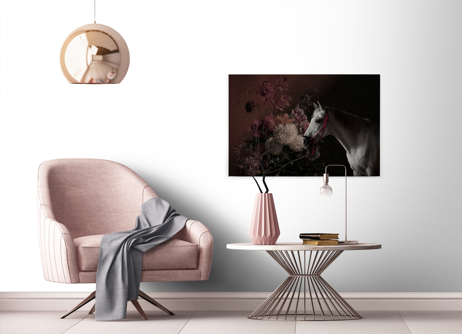 Leinwandbild PFERD - schwarz-rot - 90x60 cm