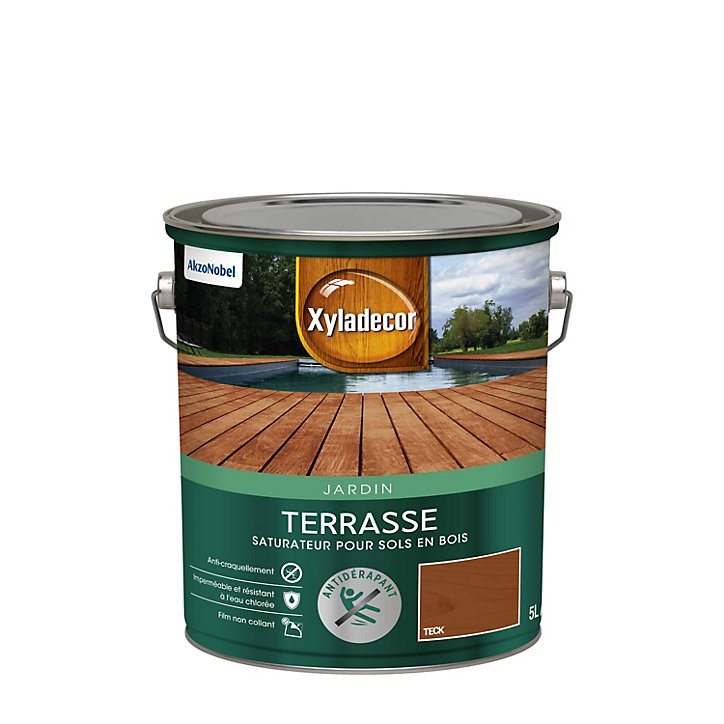Saturateur extérieur pour abris, terrasse et palissades en bois Xyladecor mat 5L tek
