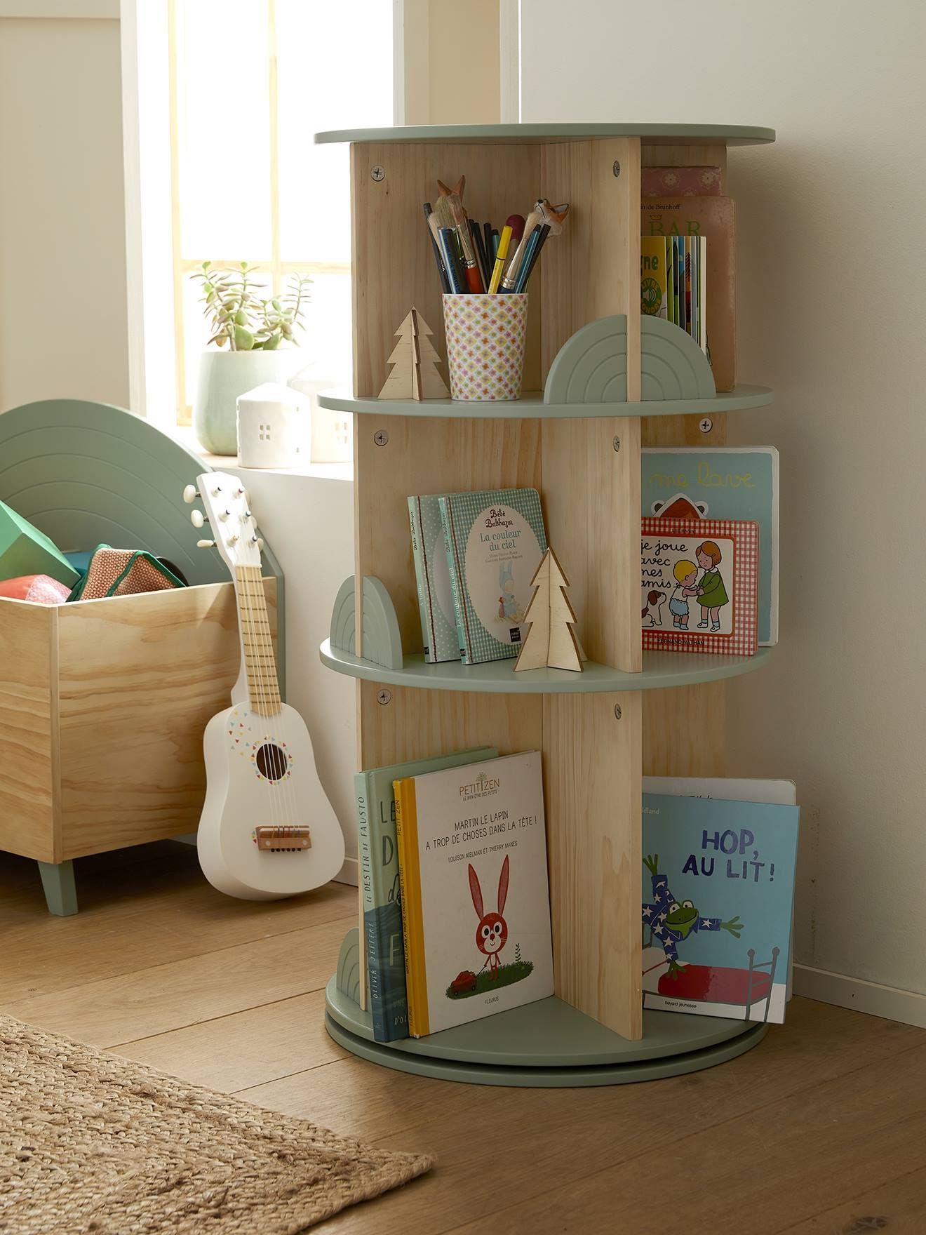 Vertbaudet Drehbares Kinderzimmer Bücherregal REGENBOGEN