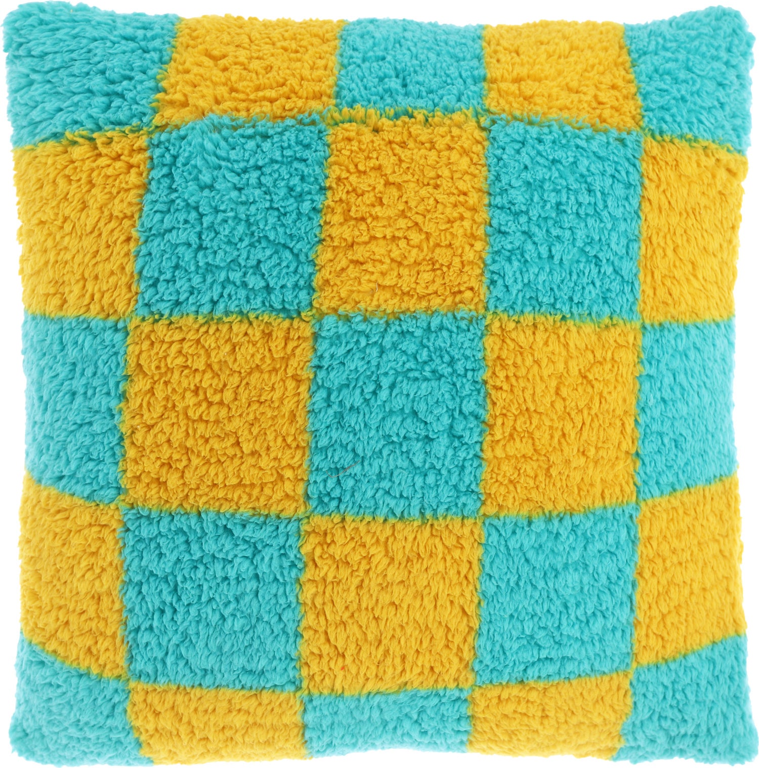 Unique Living sierkussen Check geel / blauw 53 x 53 cm