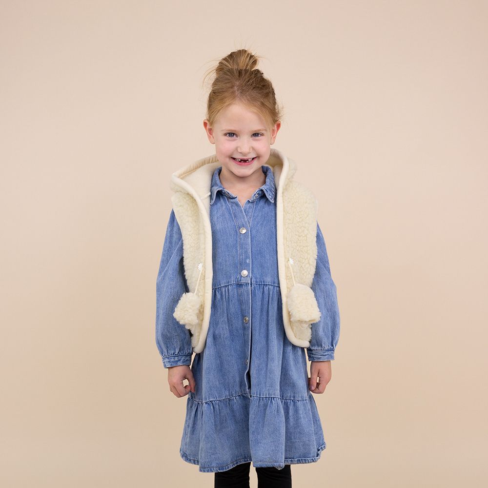 Moonrise kids wollen bodywarmer Aruna capuchon