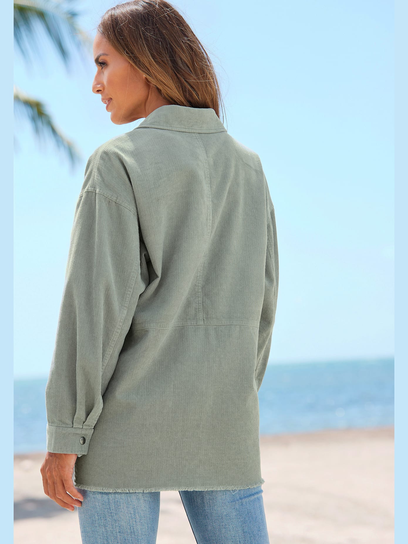Veste en velours côtelé veste chemise avec col à revers