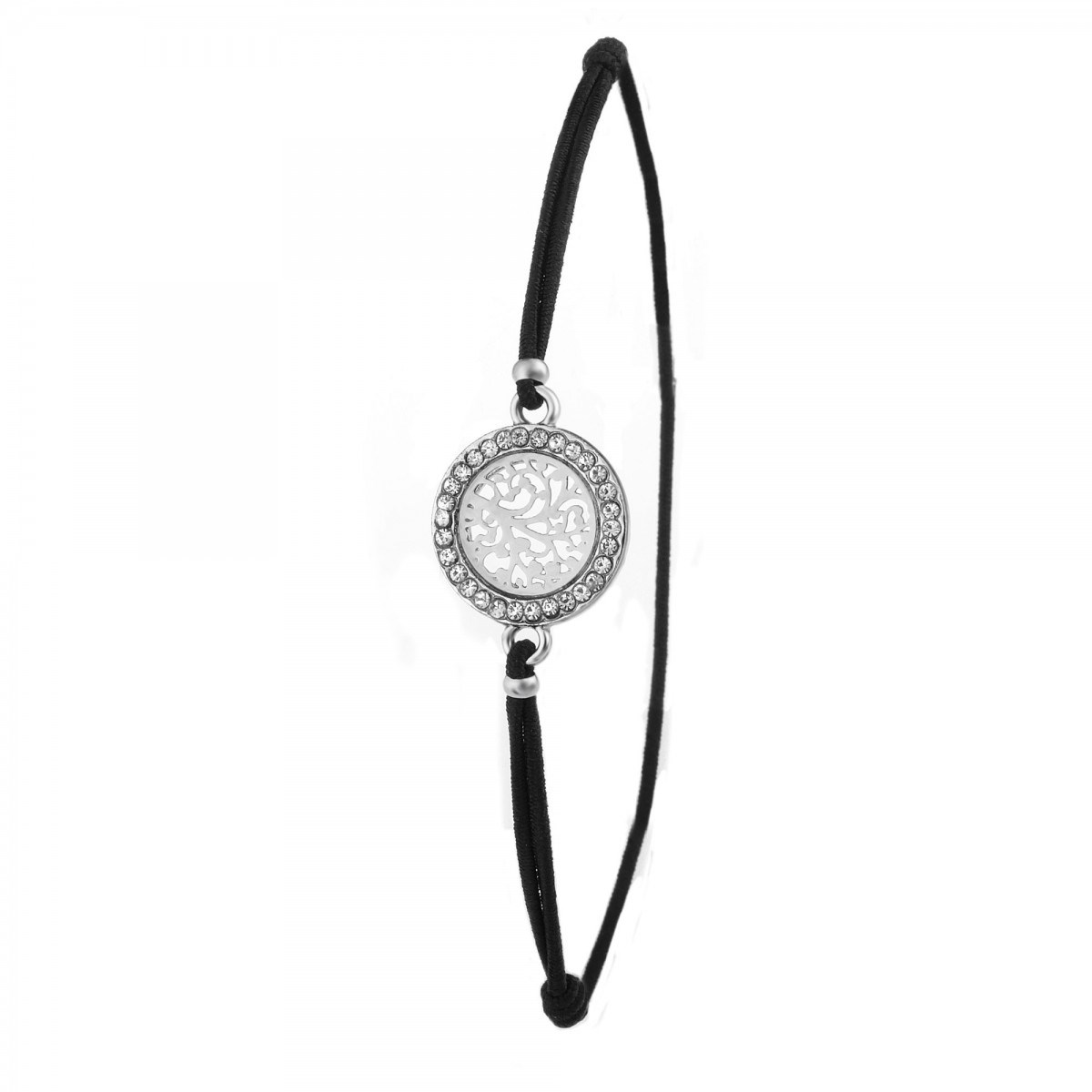 Bracelet arbre de vie élastique noir SC Crystal orné de Cristaux scintillants