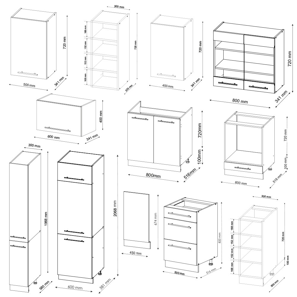 Vicco Küchenzeile Küchenblock Einbauküche Fame-Line Landhaus Anthrazit Grün Gold 355 cm Spülenunterschrank Herdumbauschrank Schubunterschrank Hängeschrank Kühlumbauschrank Apothekerhochschrank