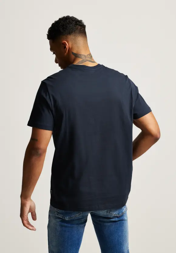 Basic T-Shirt in Unifarbe - deep navy blue