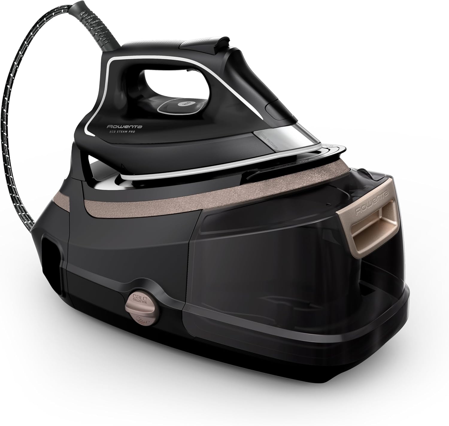 Rowenta Eco Steam Pro Dampfbügelstation, 2800 Watt, 8 bar Dampfdruck, 580 g/Min. Dampfstoß, 150 g/Min. kontinuierliche Dampfabgabe, Eco-Modus, 5 Einstellungen, 1,3l Wassertank, schwarz/beige, DG9640F0