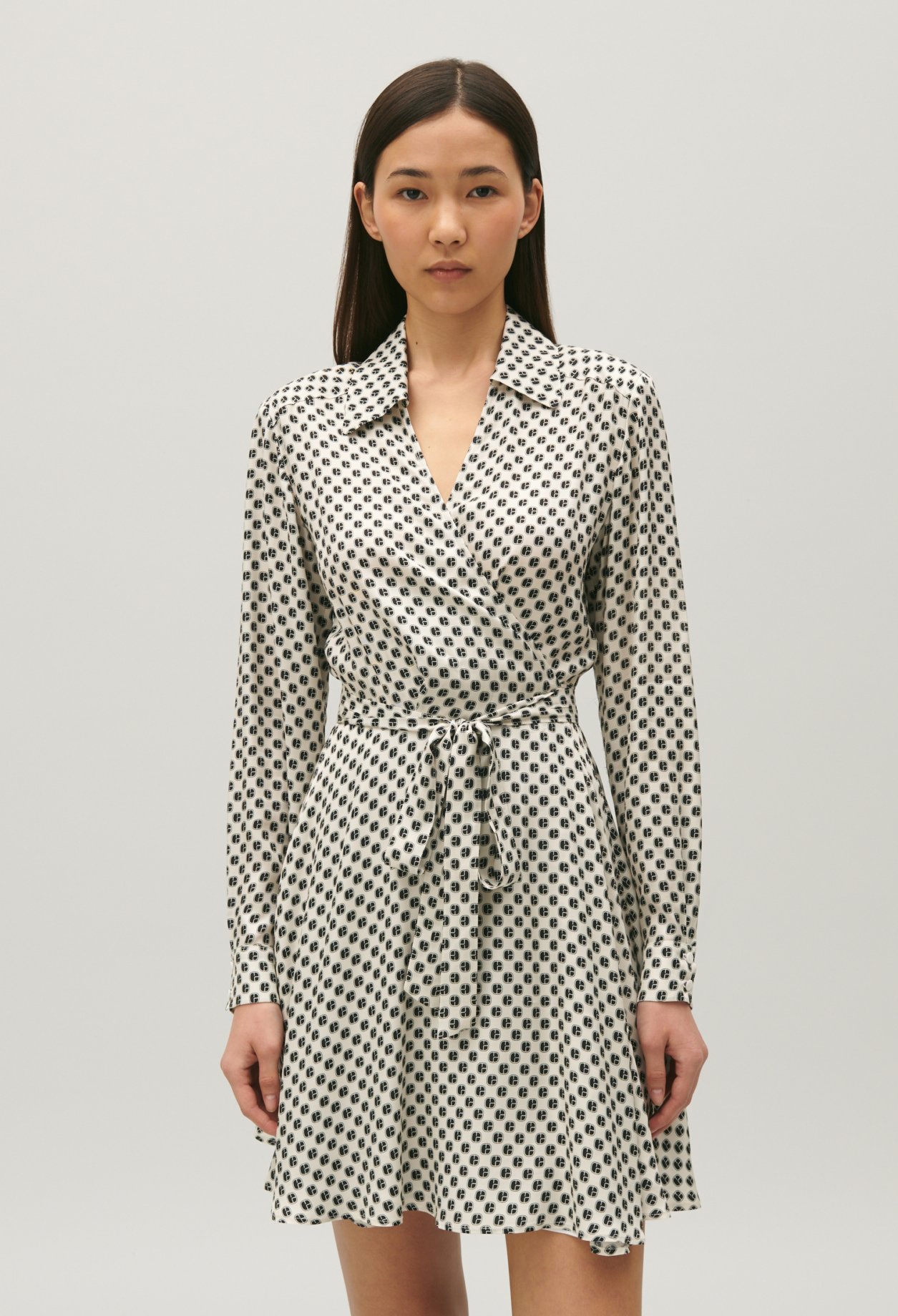 Robe portefeuille imprime noir et blanc