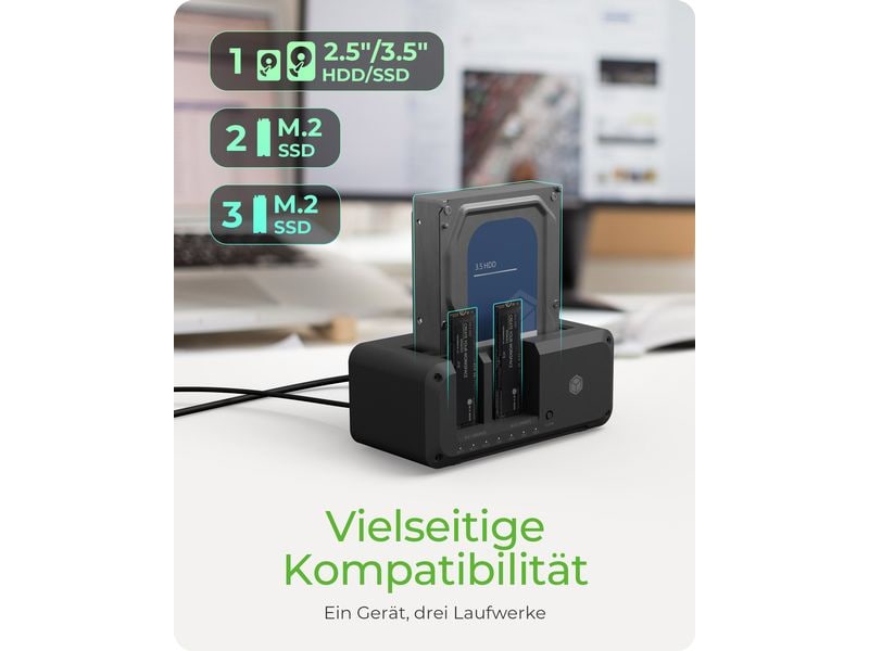 ICY BOX Docking- und Klonstation IB-2924 MSCL-C31 Clone & DockingStation für SATA & M.2 HDDs/SSDs mit USB 3.2 Gen 1 Type-C Anschluss