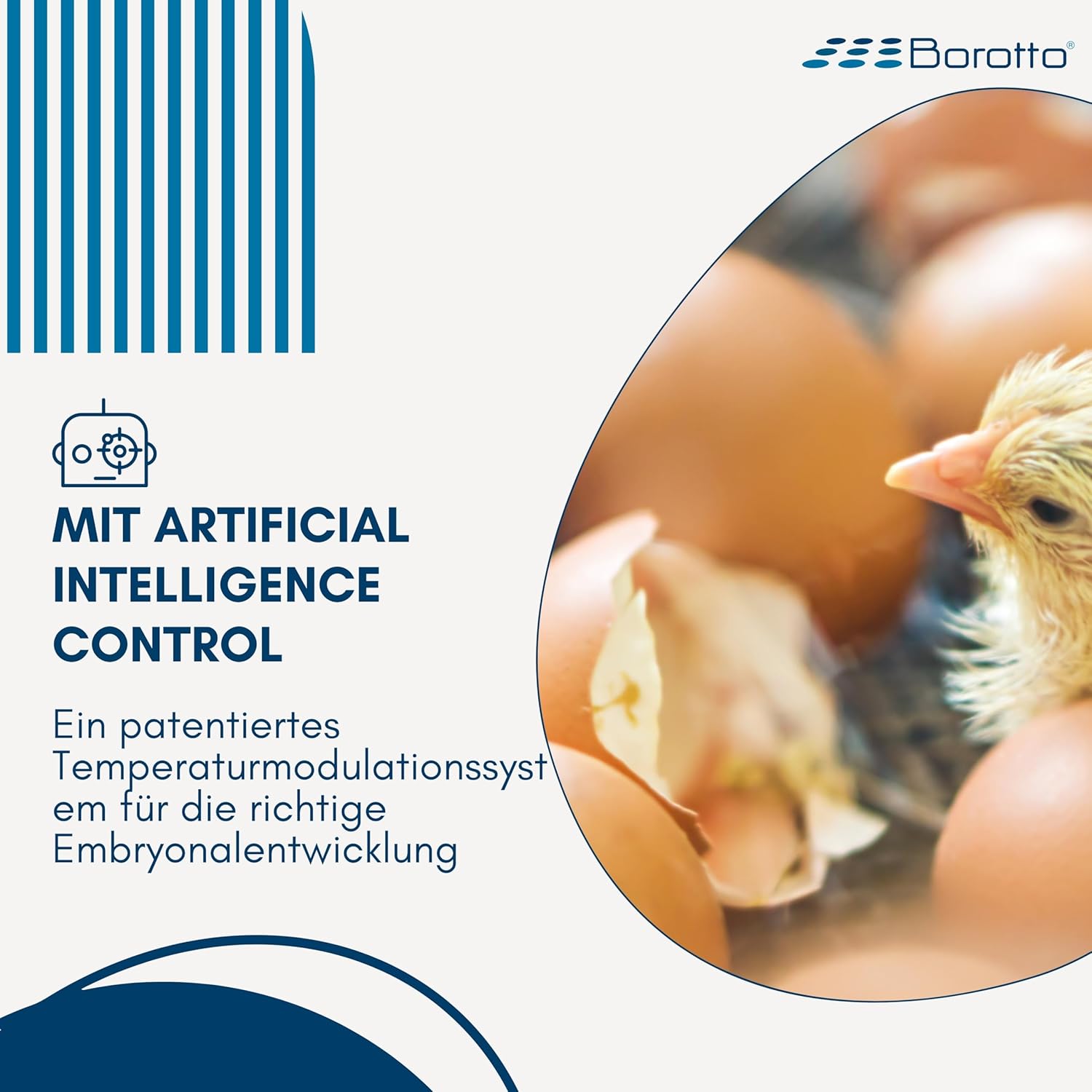 Borotto Real 49 Plus Expert | Brutautomat Vollautomatisch Professionelle für 49 oder 196 Kleine Eier mit Automatische Eierwender, Antibakterielles System, Luftbefeuchter Sirio | Hergestellt in Italien