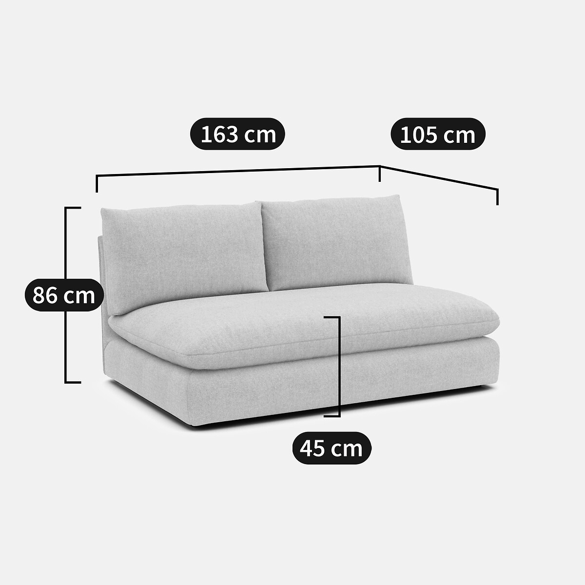 LA REDOUTE INTERIEURS<br>Sofá modular de 2 lugares, poliéster, Malo