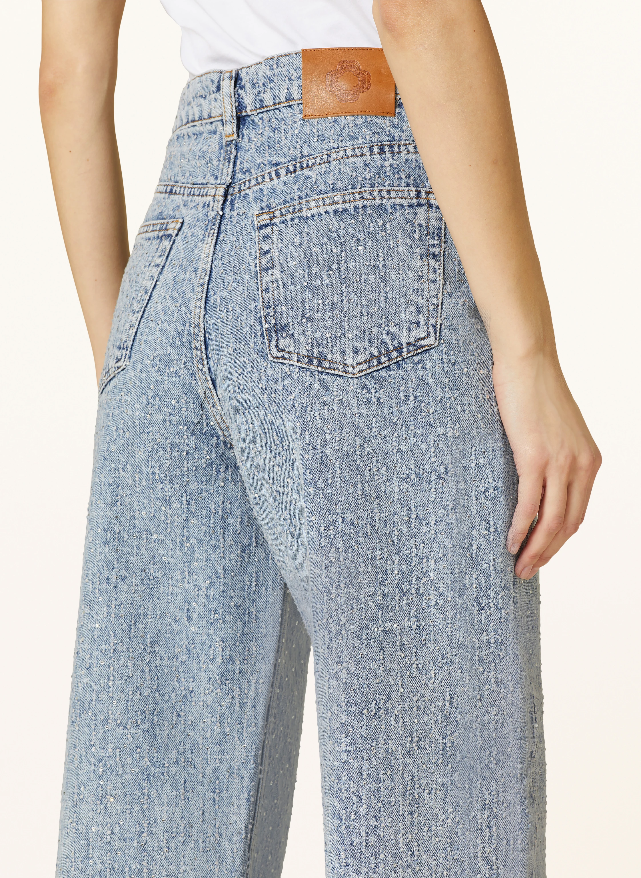 maje Straight Jeans mit Schmucksteinen