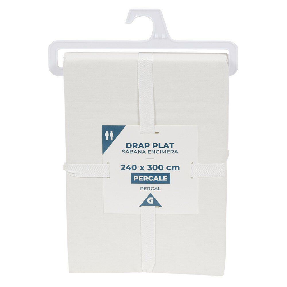 Drap plat uni coloré en percale 2 personnes 240x300 cm