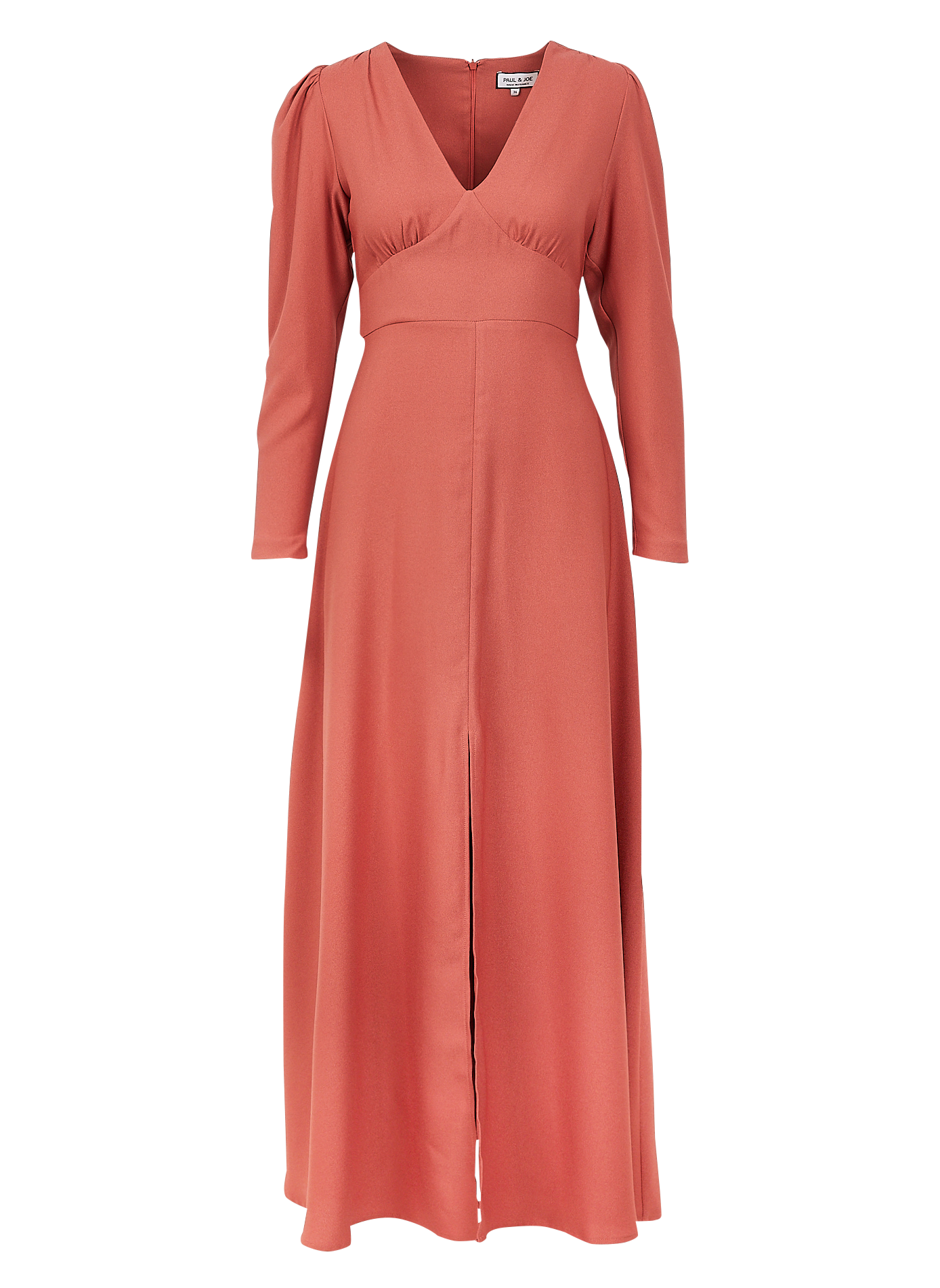 EVITA - Robe col v à manches longues | Marron
