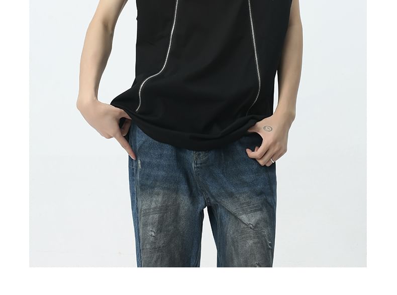 FAERIS - Mouwloos T-shirt met ronde hals en rits