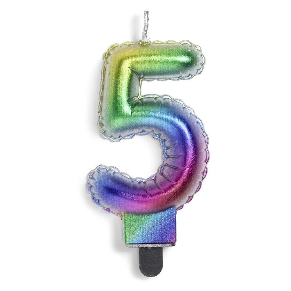 Bougie anniversaire chiffre 5 iridescent