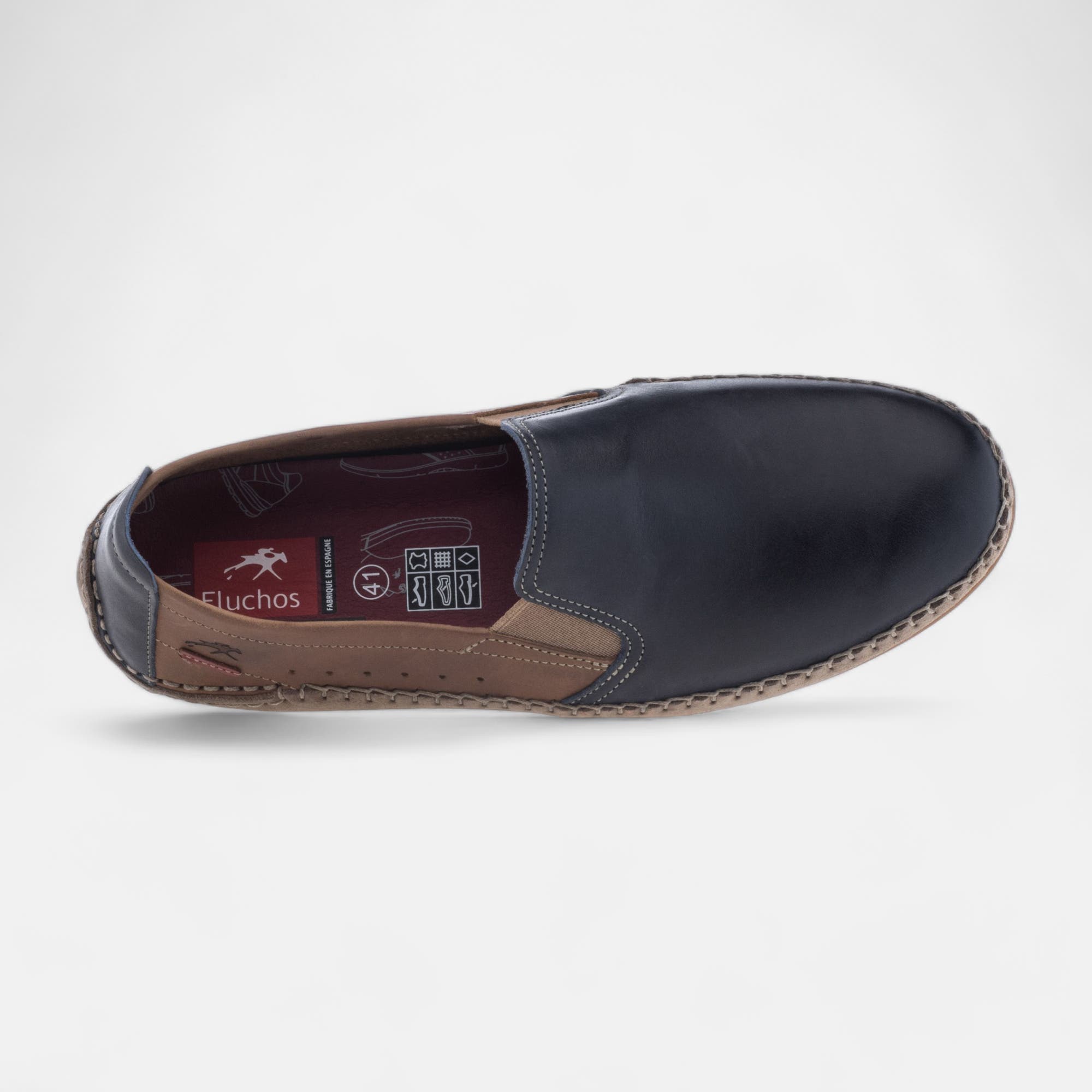 Mocassins pieds sensibles Homme en cuir bleu marine