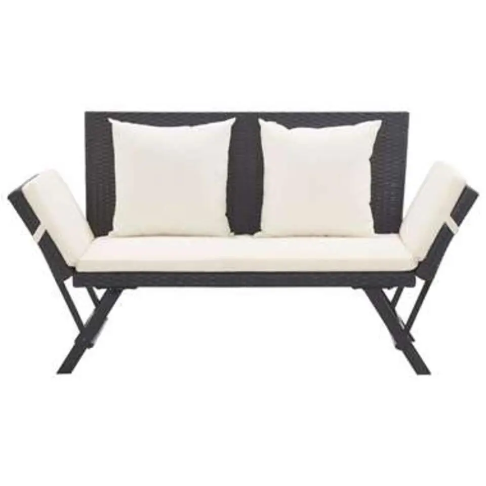 vidaXL - Ligbed - Zwart - Poly rattan