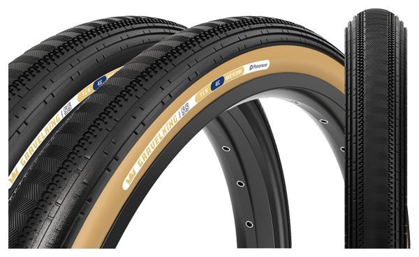 Pneu Gravel Panaracer GravelKing SemiSlick 700 mm Tubeless Ready Souple ZSG Gravel Compound BeadLock TuffTex Noir Flancs Beiges