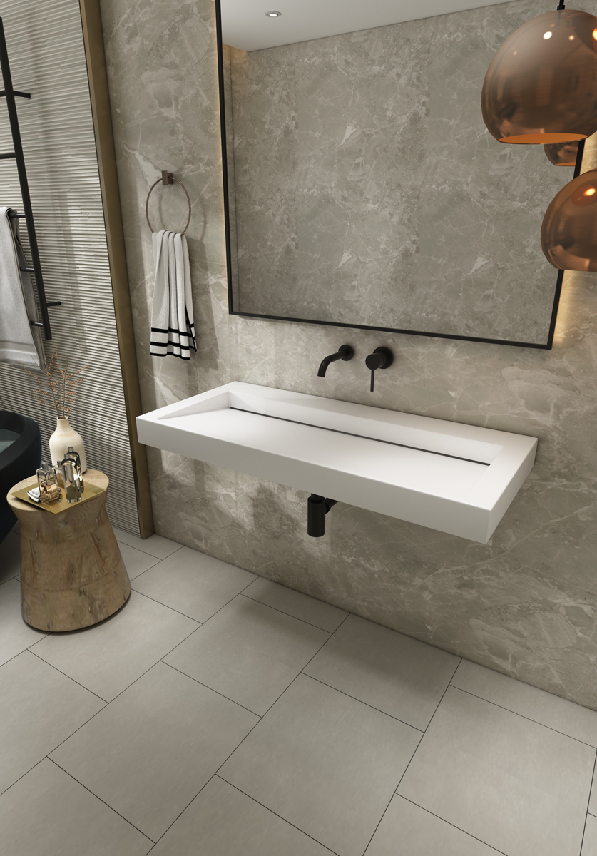 Saniclear Hoya solid surface wastafel 100x45,5cm zonder kraangat mat wit