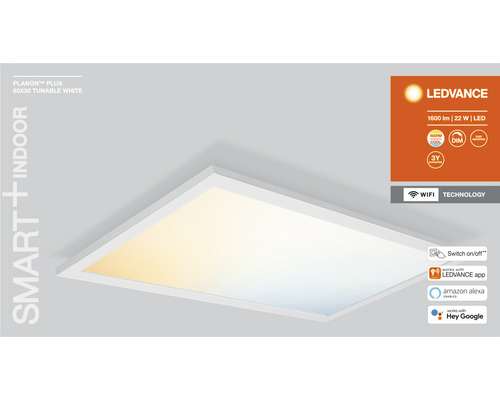 LED-paneel 22W 1600 lm CCT 3000- 6500 K 60x30 cm Smart+ WiFi Tunable White + nachtlampfunctie