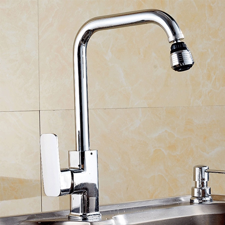 (2er Set) 360° Drehbarer Wasserhahn Luftsprudler Hahn Belüfter Aufsatz für Küche / Bad mit 24mm Aussengewinde - Silber / Schwarz