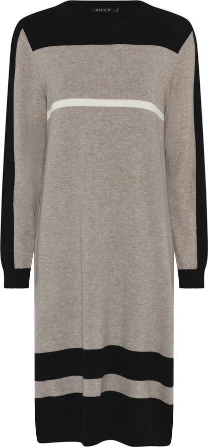 Micha Dress_ Unique Stitching Knit Blac/camel