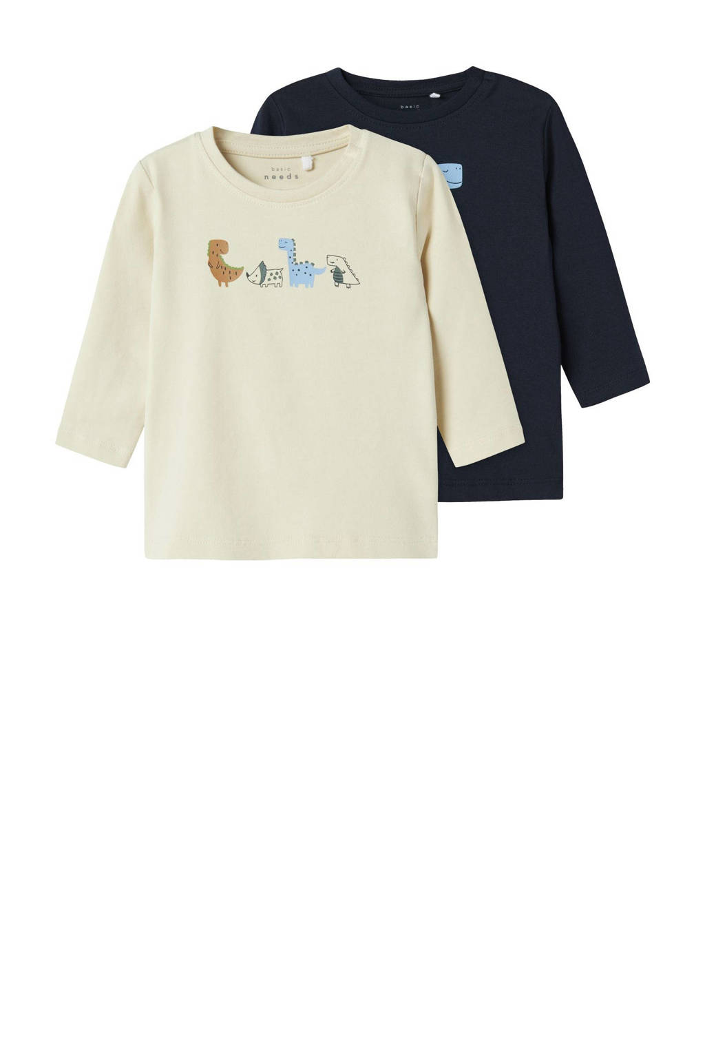 NAME IT baby longsleeve NBMVACION - set van 2 donkerblauw/beige
