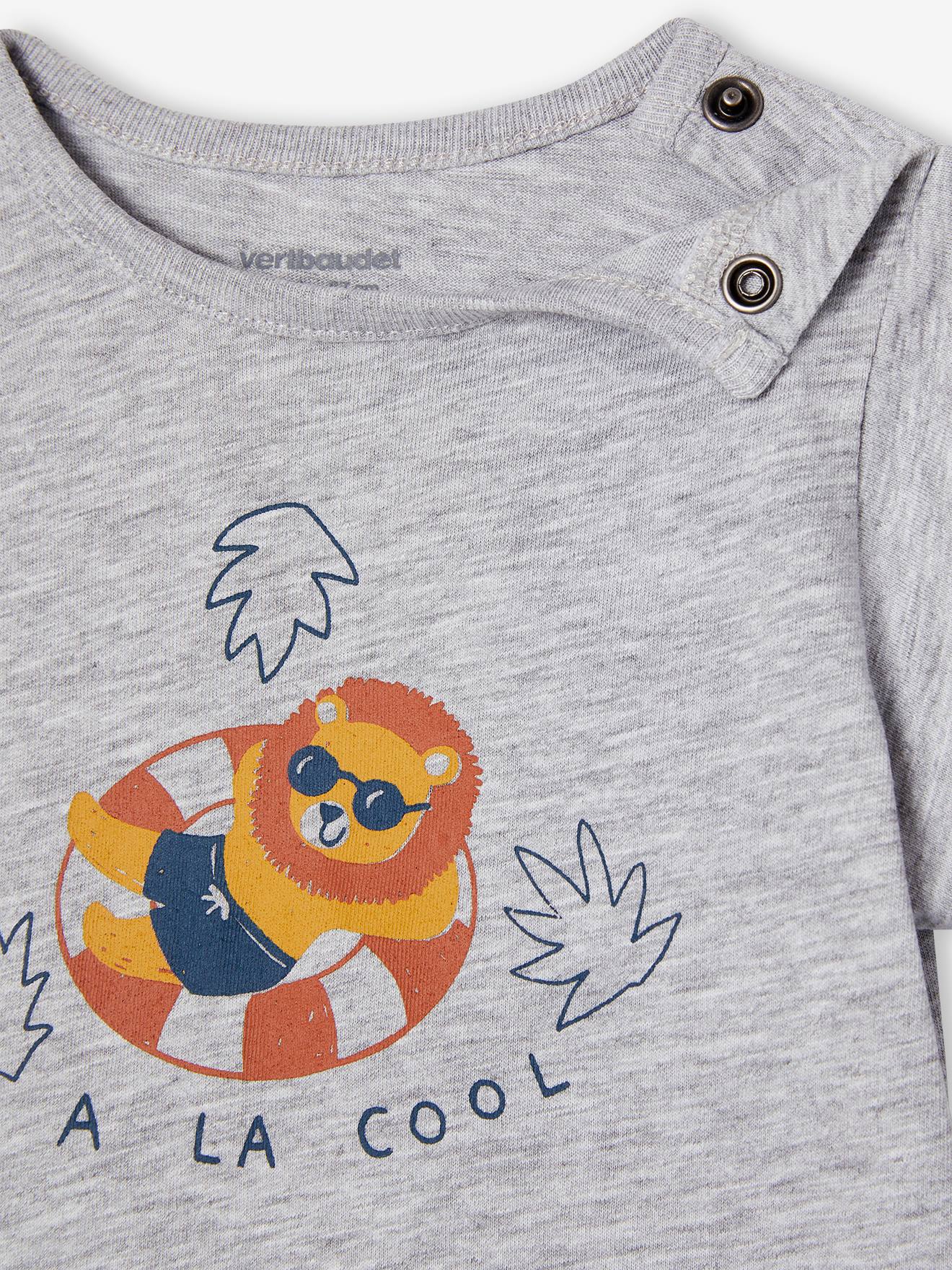 Conjunto infantil de camiseta estampada e shorts folgados, cinza mesclado