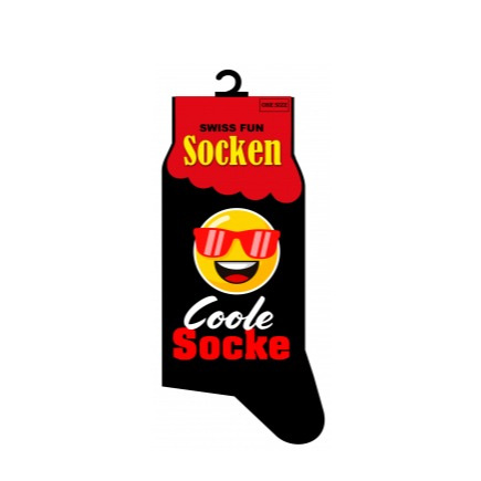 (1 Paar) Gr. 41-46 Baumwoll Socken Coole Socke Fashion Strümpfe - Schwarz