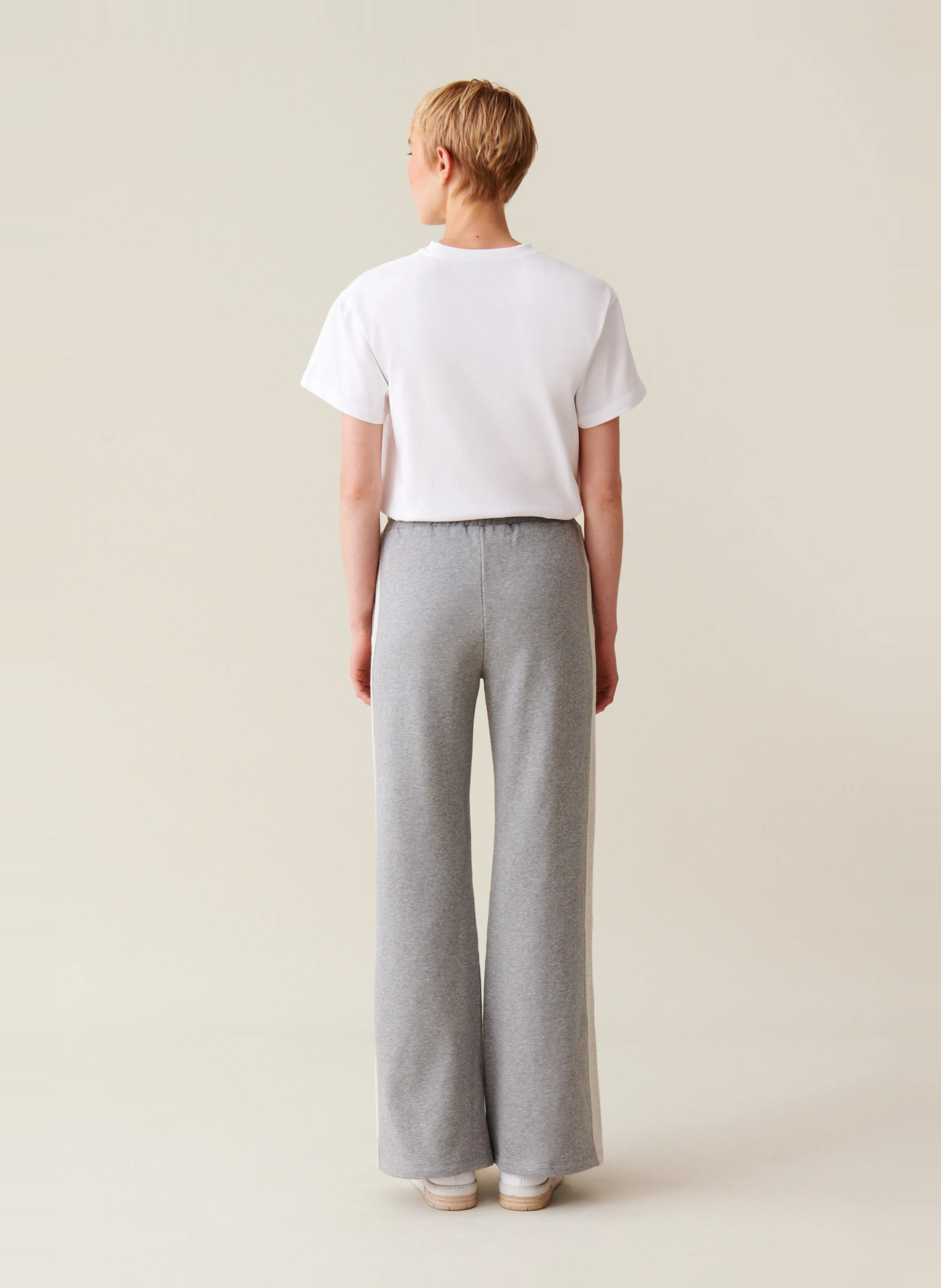 Pantalon jogging contrasté en coton | Gris