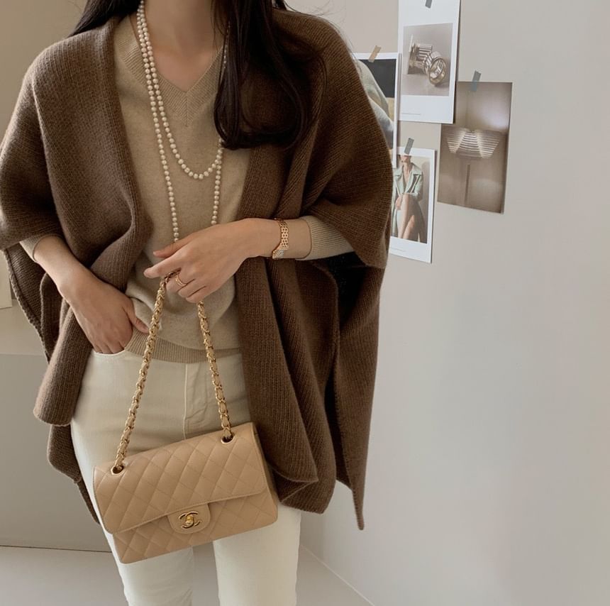 tandorfig - Asymmetrische cardigan met wijde mouwen en open voorkant