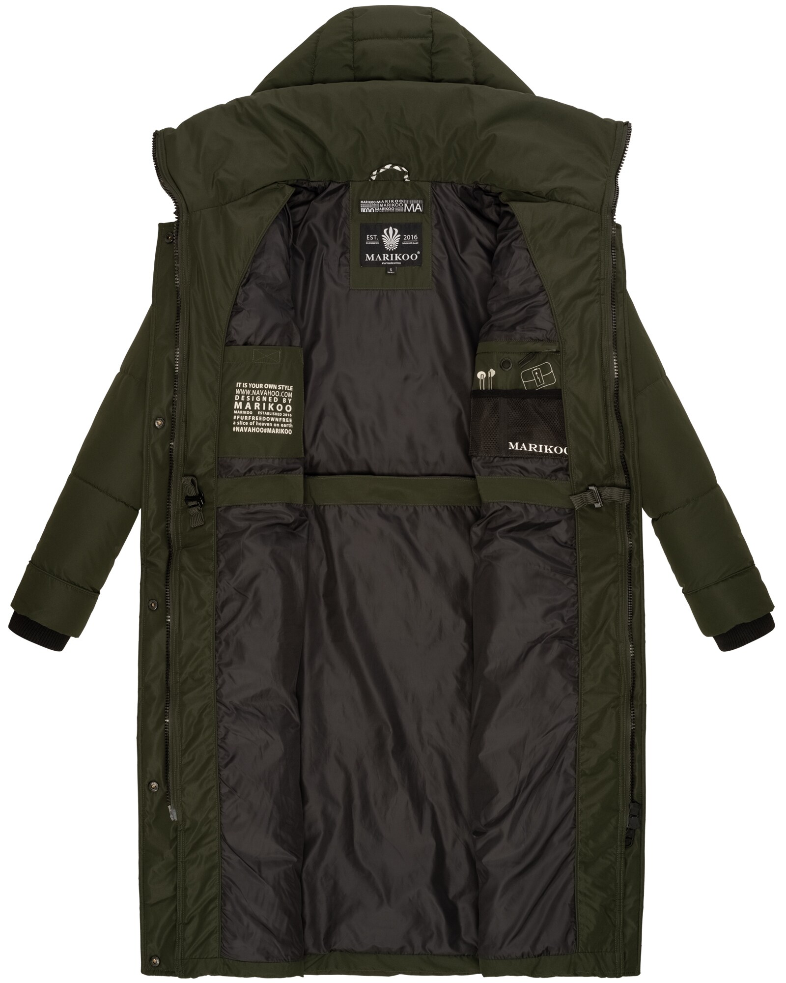 MARIKOO Damen Winter Steppmantel Stepp Jacke Mantel Parka warm mit Stehkragen & Kapuze Ayumii