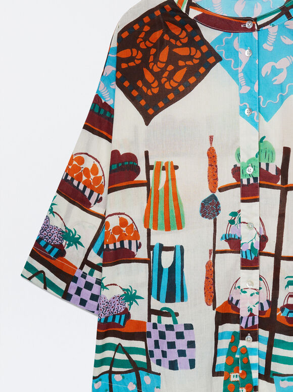 Camisa de algodão estampada - Multicor