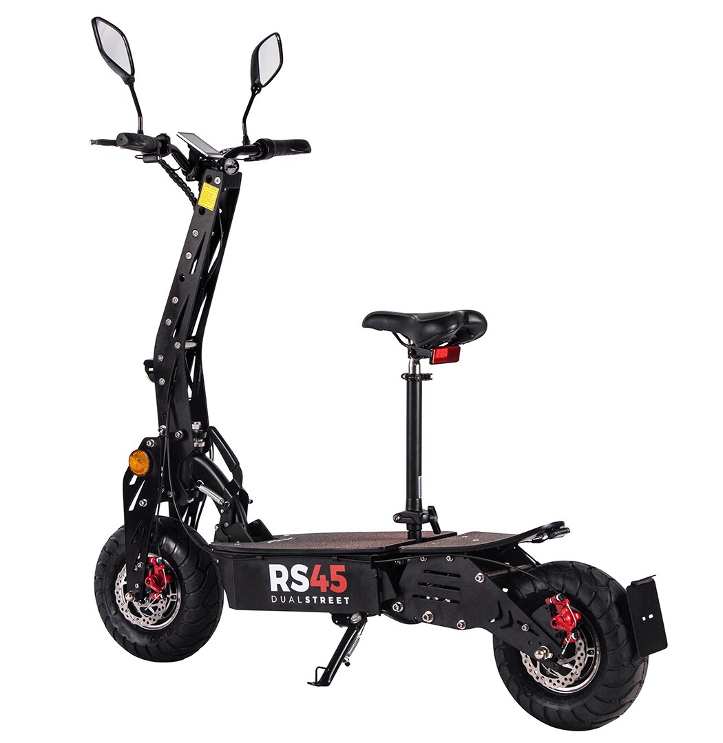 eFlux RS45 Pro E-Scooter, mit Straßenzulassung, Sitz, 45 km/h, 2.000 Watt, Allrad-Antrieb, klappbar (Schwarz)