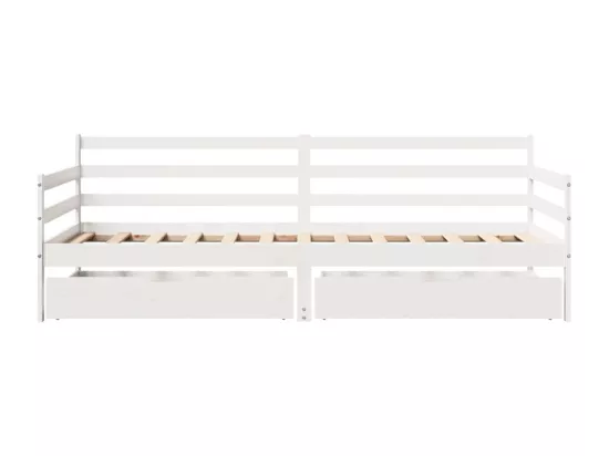 Lit de jour et tiroirs sans matelas blanc 90x200 cm bois massif