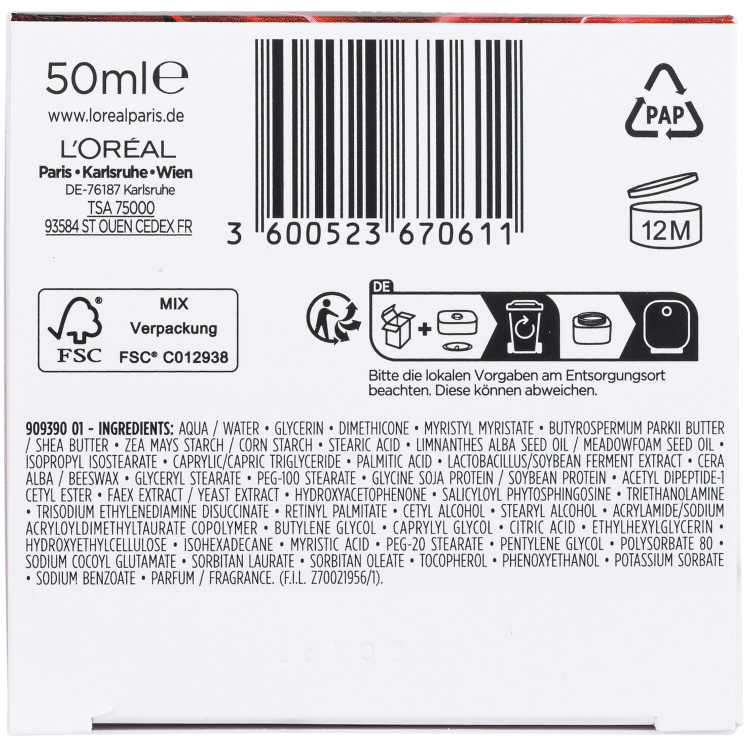 L'Oréal Paris RevitaLift Feuchtigkeitsspendende Tages-Creme Multi-Lift, 50ml