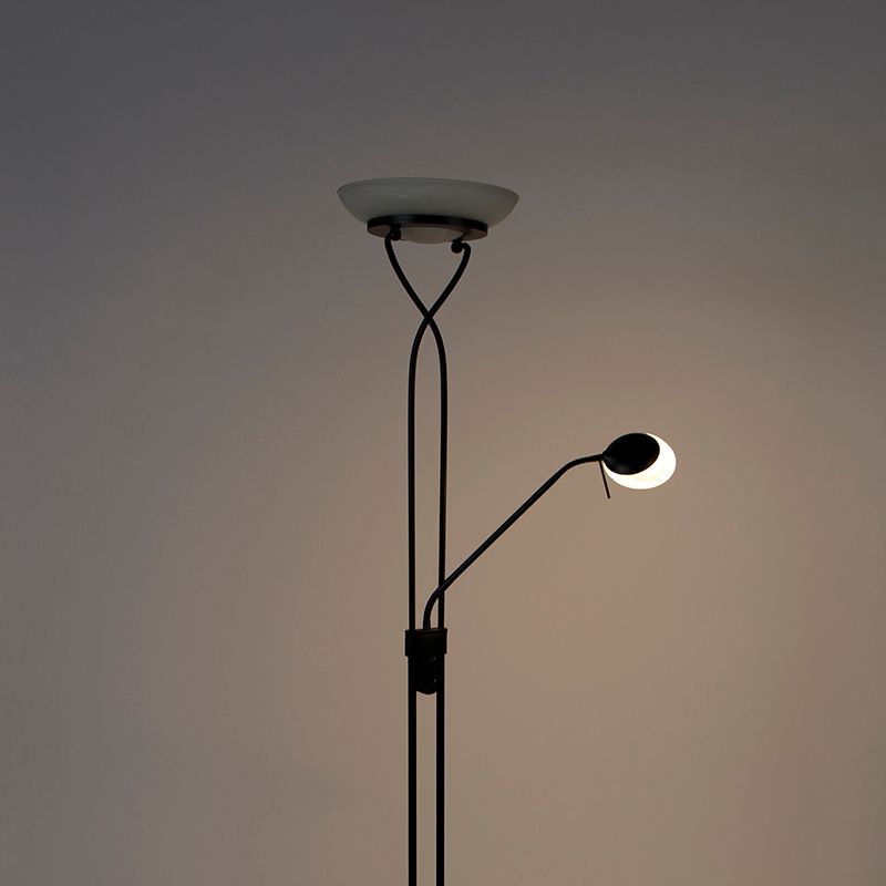 Vloerlamp zwart incl. LED en dimmer met leeslamp dim to warm - Empoli