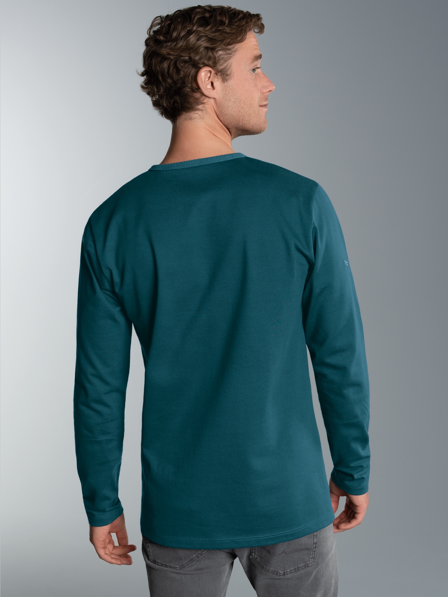 Langarmshirt mit Knopfleiste Saphir