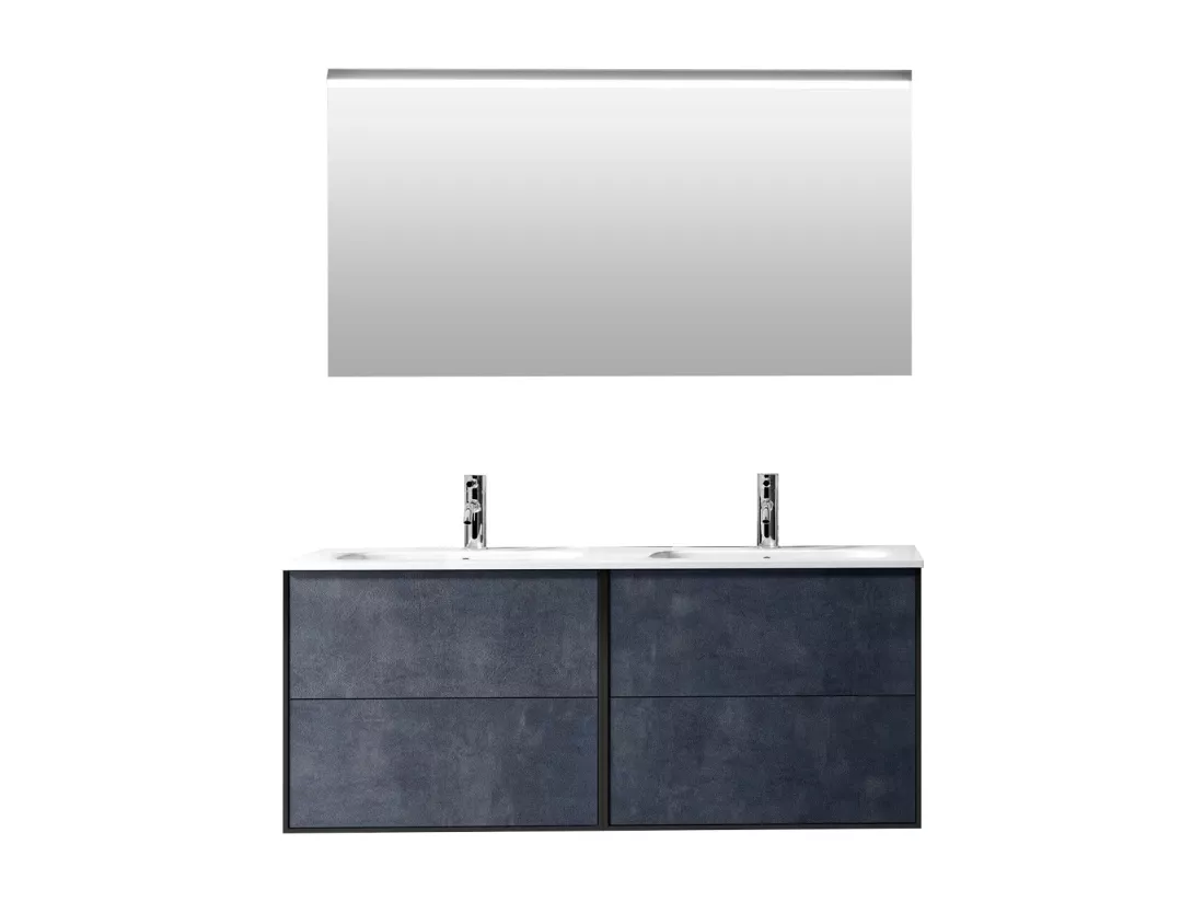 Ensemble de salle de bain double vasque 4 pièces IGEA bleu pierre