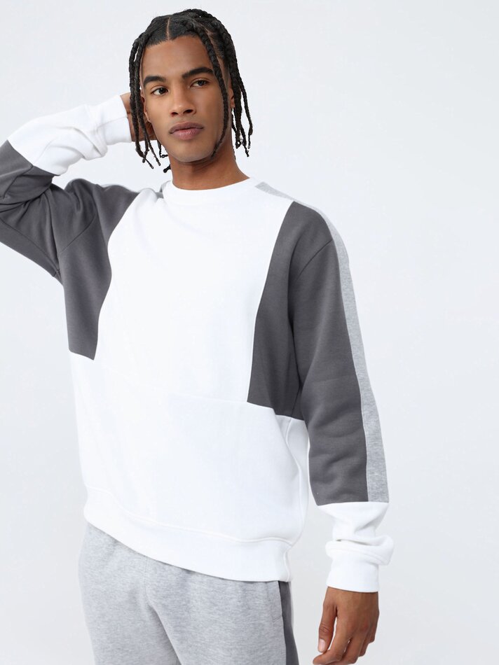 Moletom com blocos de cores - Branco