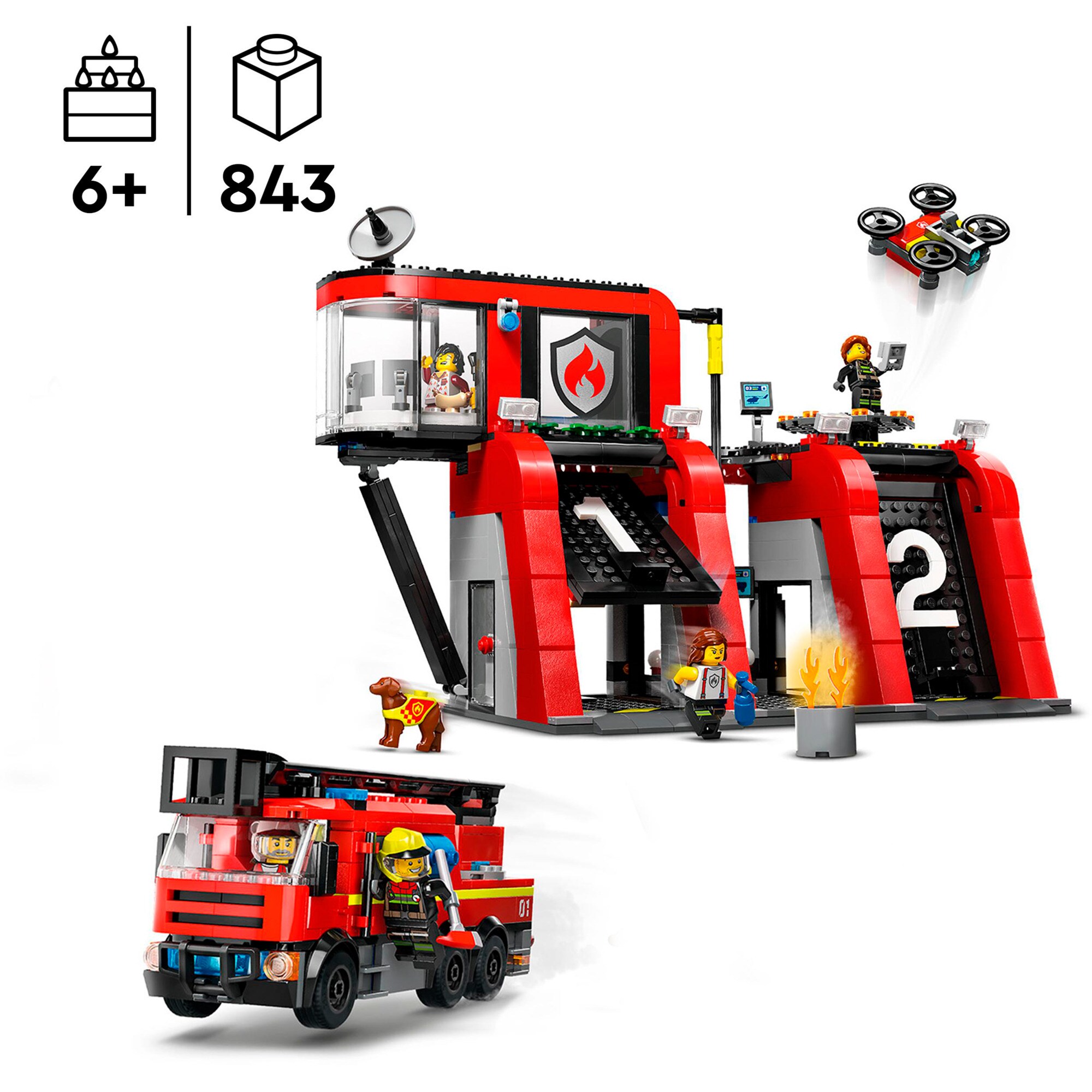 LEGO Konstruktionsspielzeug City Feuerwehrstation mit Drehleiterfahrzeug