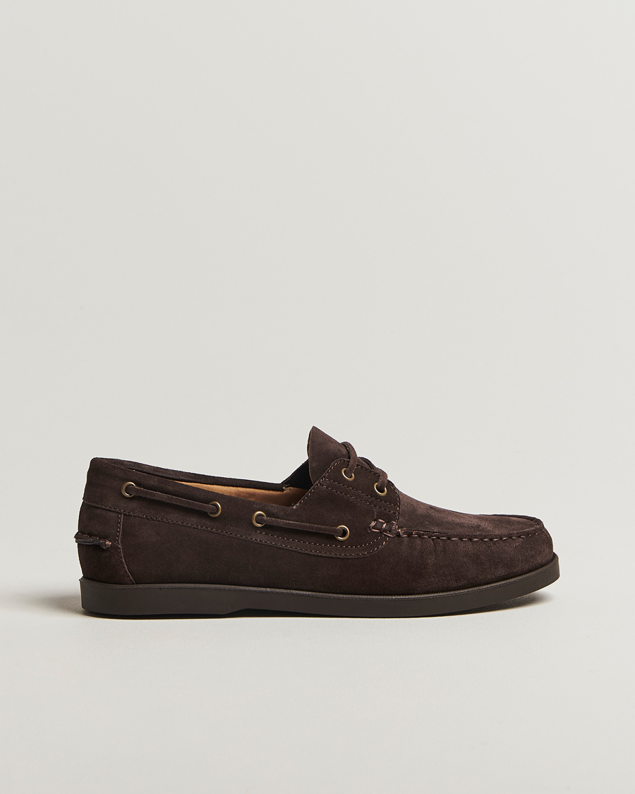 Oscar Jacobson Deck Shoe Suede Chocolate Brown